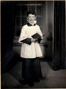 Steve aged 10 Member of St Andrews Choir photo taken by Herbert Pinn Bridport
