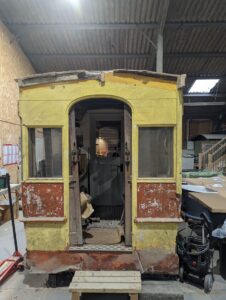 The 1921 Bournemouth tram Richard uses as his office