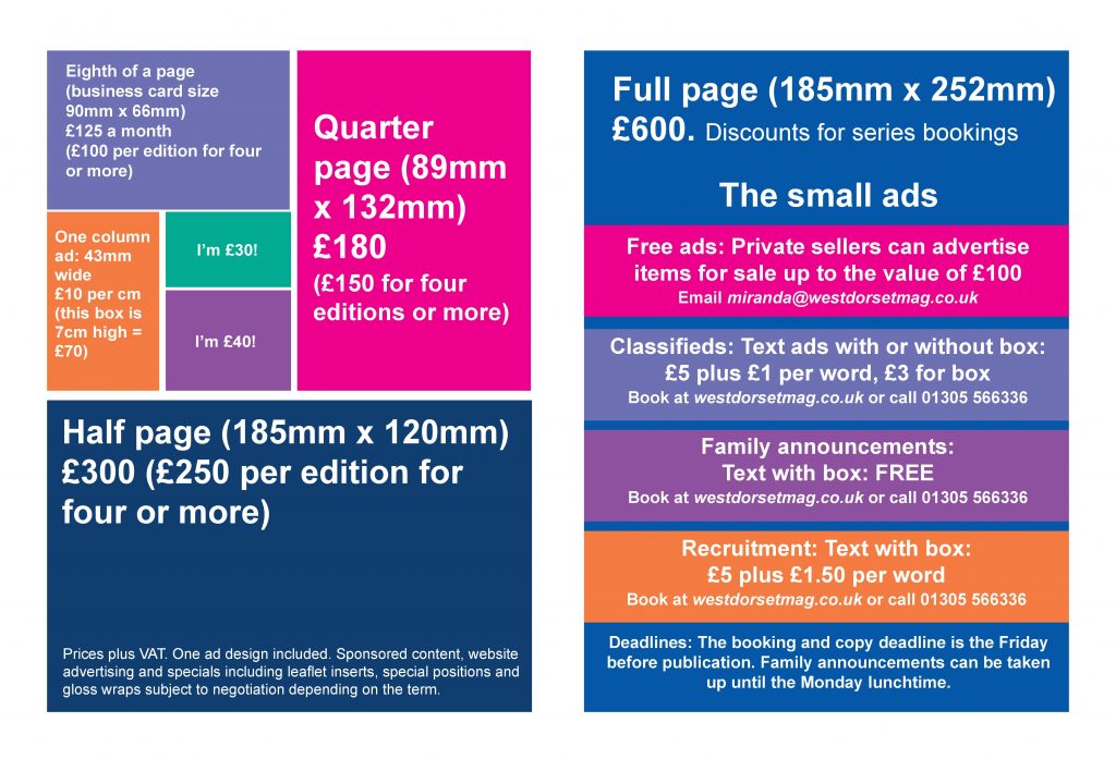 The West Dorset Magazine advertising price list 2024