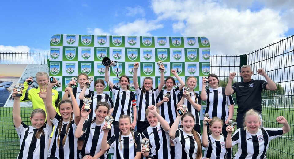 20 May Sherborne Town Ladies U13 Sherborne Town Ladies U13s pictured with winners medals after their cup triumph