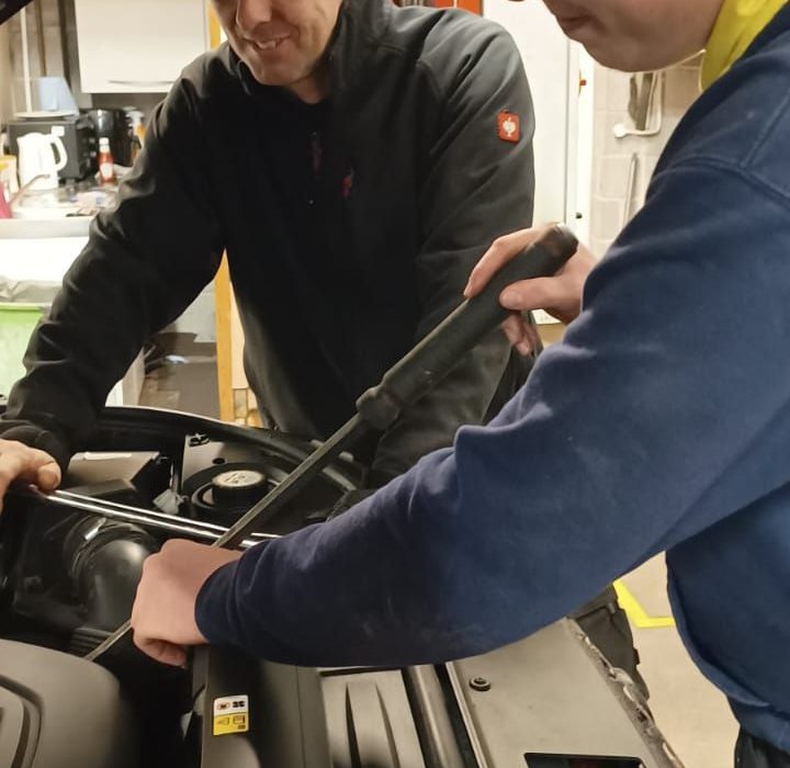 Josh Year 11 Learning new motor vehicle Skills at Evans Garage Crossways