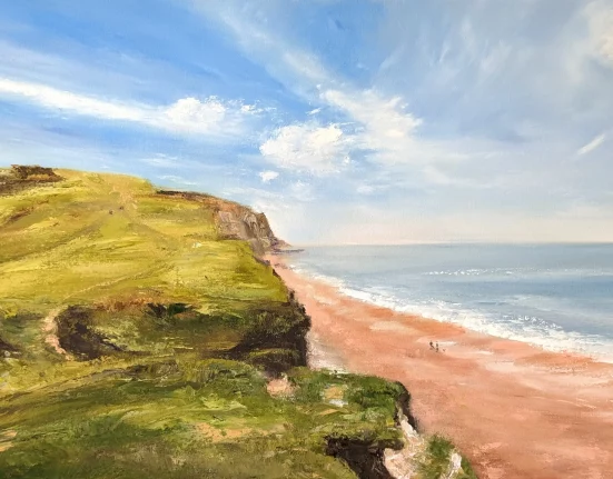 View from Eype Cliffs 60 by 90 by 4cm Oils on canvas 2023 4 Deep Canvas 1 By Richard Corbett