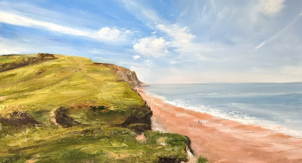 View From Eype Cliffs, oils on canvas, by Richard Corbett