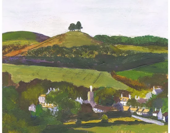 Dorset art: Lucy Warren's stunning Dorset painting of Colmer's Hill and Symondsbury village"