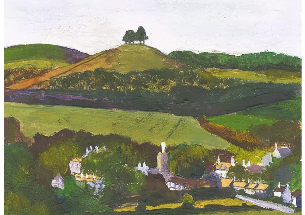 Dorset art: Lucy Warren's stunning Dorset painting of Colmer's Hill and Symondsbury village"