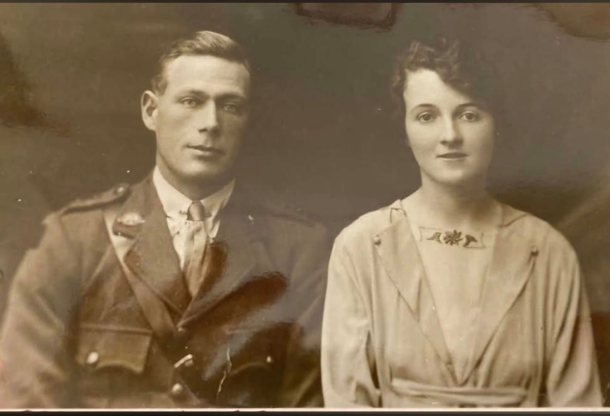 Anzac soldiers who married Weymouth girls: A photo that came forward after Charlie Owen's appeal for information about Weymouth Anzac soldiers: Percy Hatfield and Winifred Goff on their big day in 1919